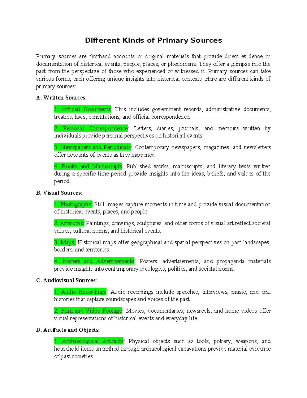 8 Different Kinds of Primary Sources Different Kinds of Primary