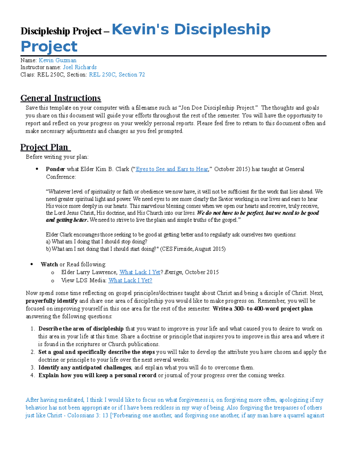 REL250 W01 Kevin Guzman Discipleship Project - Discipleship Project ...