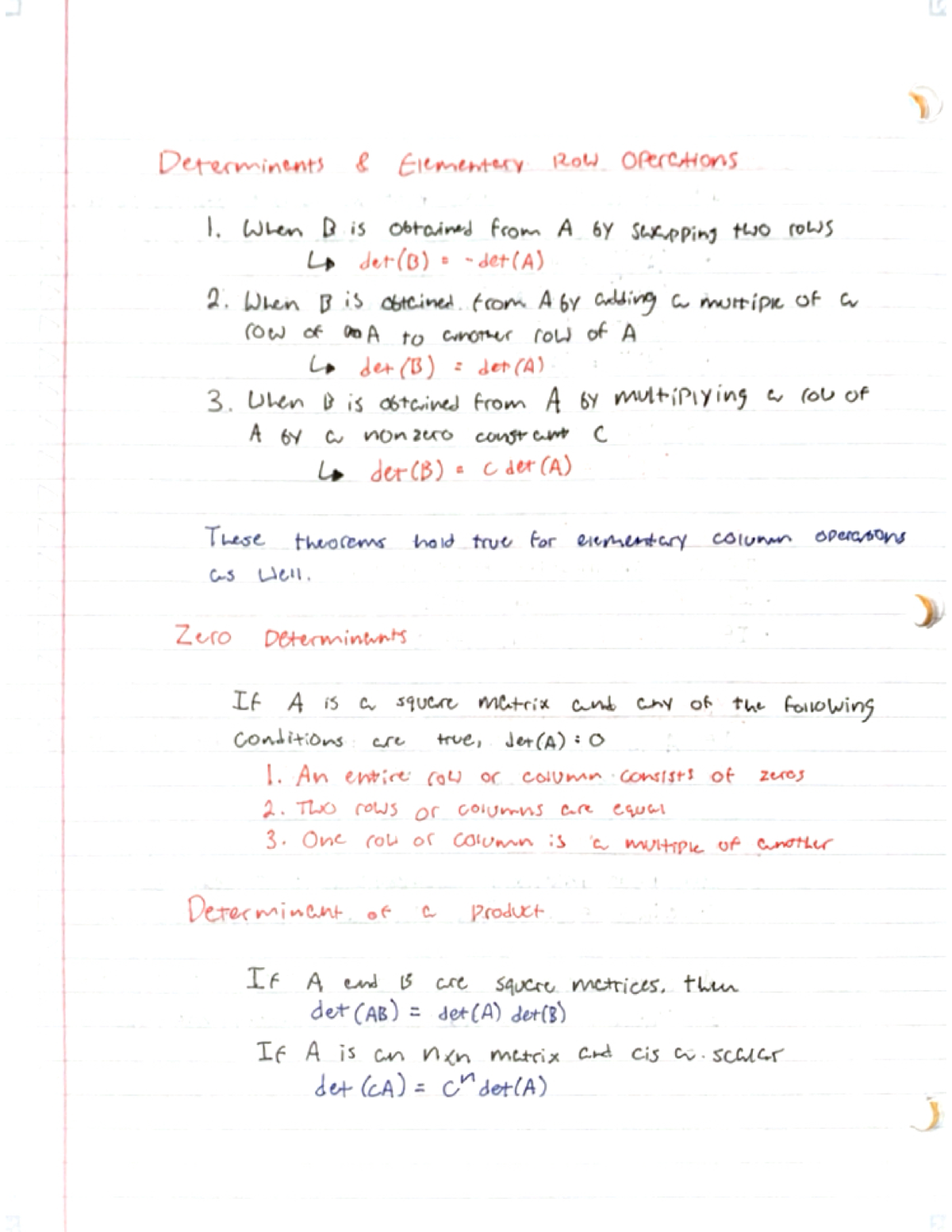 Determinants - This section covers several different methods for ...