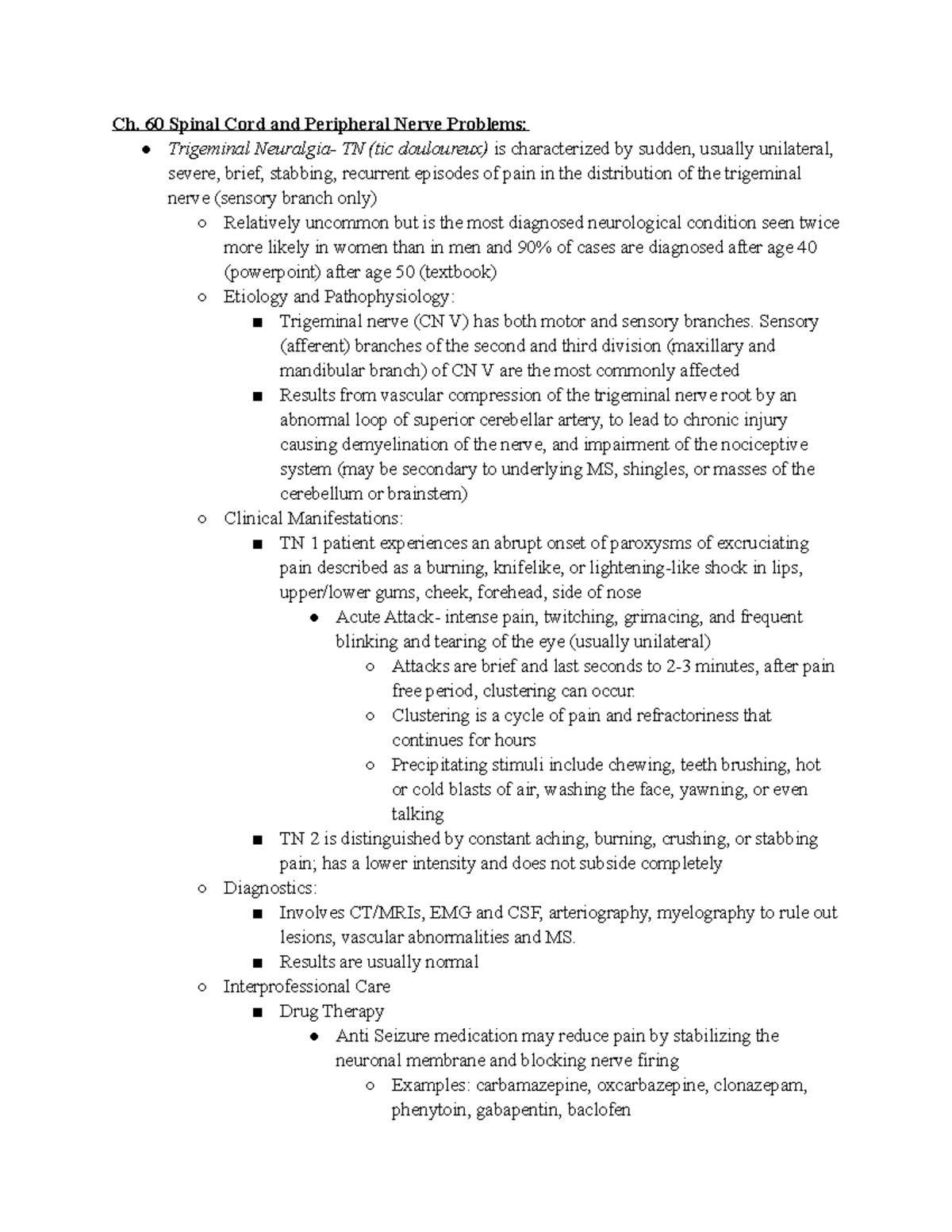 Ch. 60 Spinal Cord and Peripheral Nerve Problems - Ch. 60 Spinal Cord ...