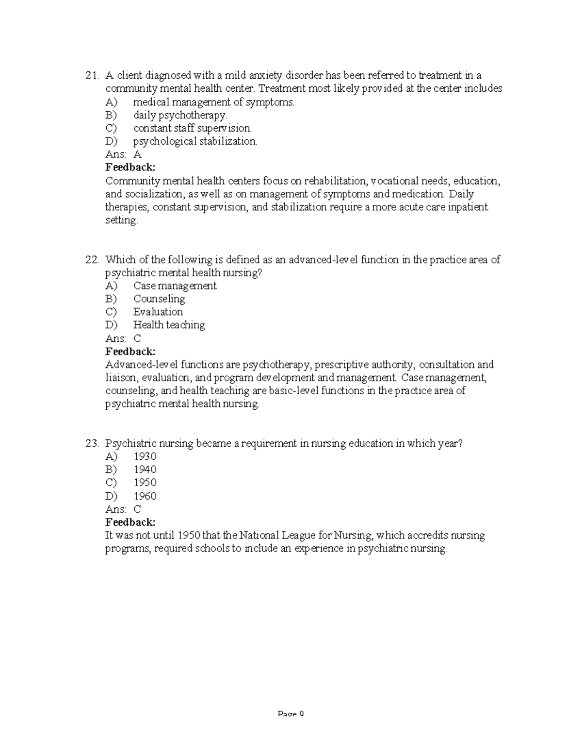 8th edition Videbeck test bank (dragged) 9 - Page 9 A client diagnosed ...