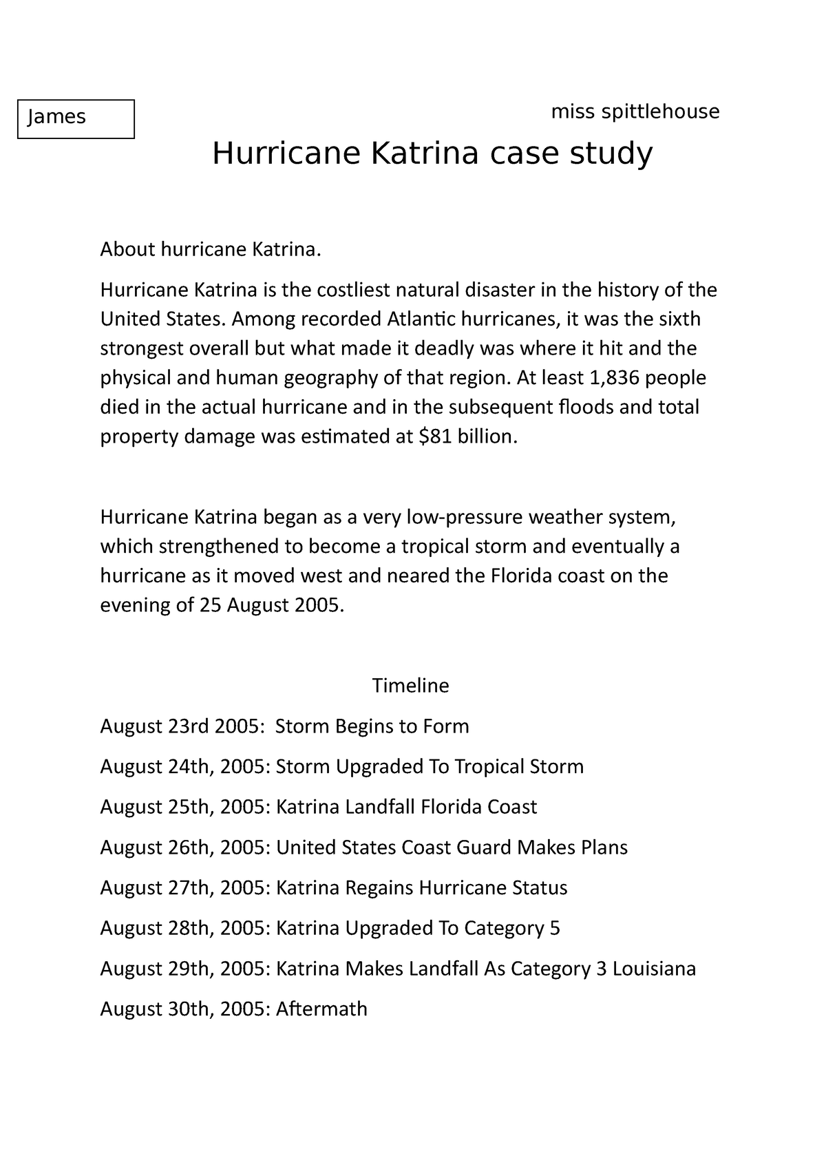hurricane katrina case study ks3