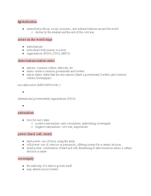 Key Actors Ideas on the World Stage Notes - Actors on the World Stage ...