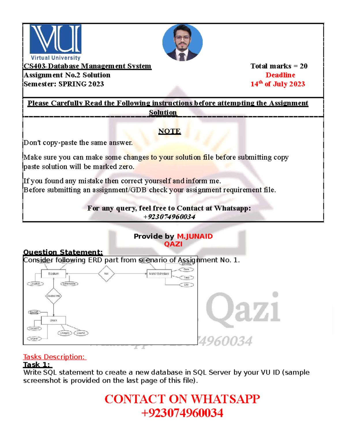 CS403-Assignment No.2 100 Accurate Solution By M.junaid Qazi - Object ...