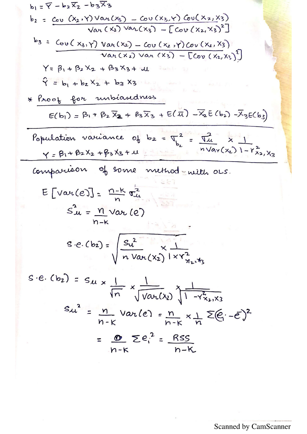 Class Notes On Multiple Regression - Econometrics - Studocu