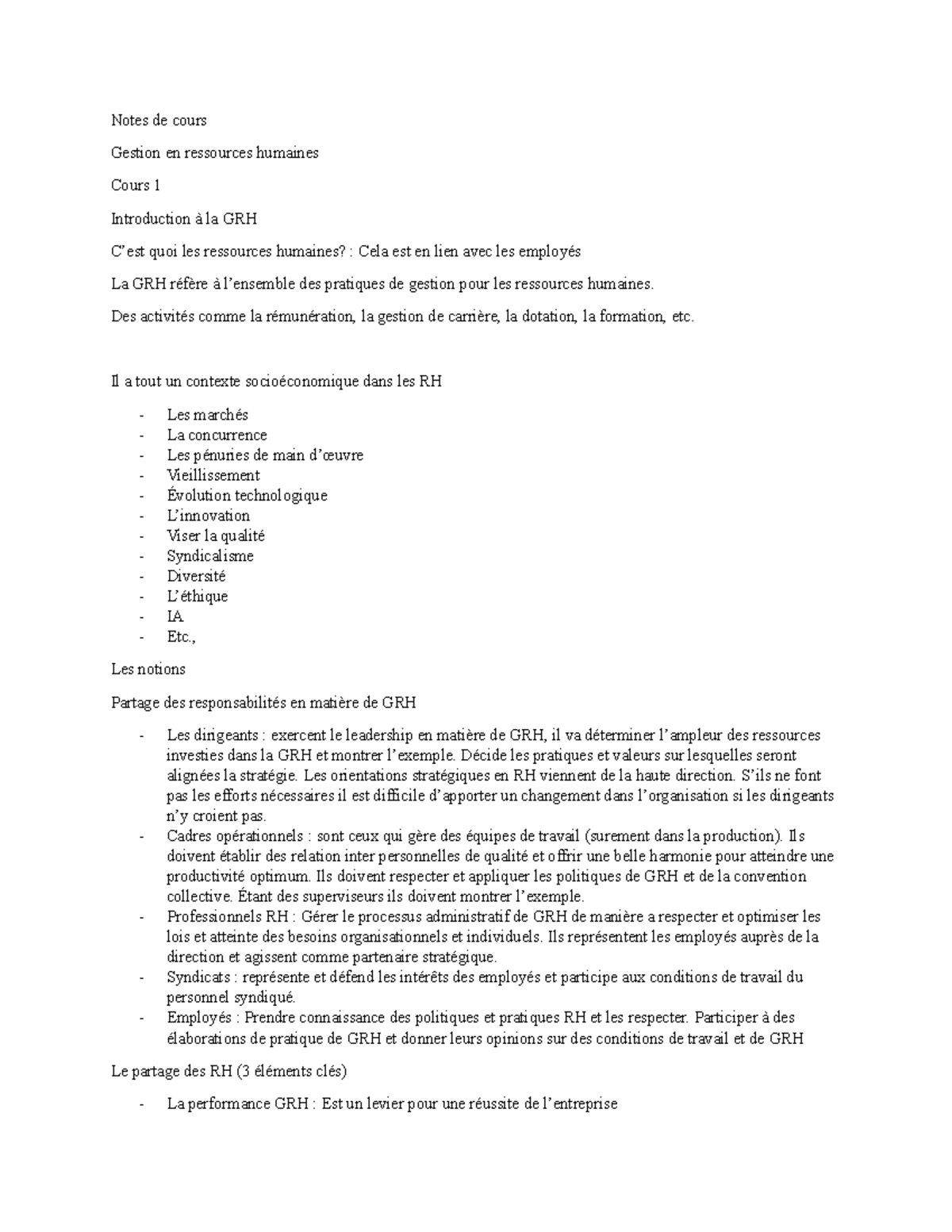 Notes de cours final - Kassy Moua - Notes de cours Gestion en ...