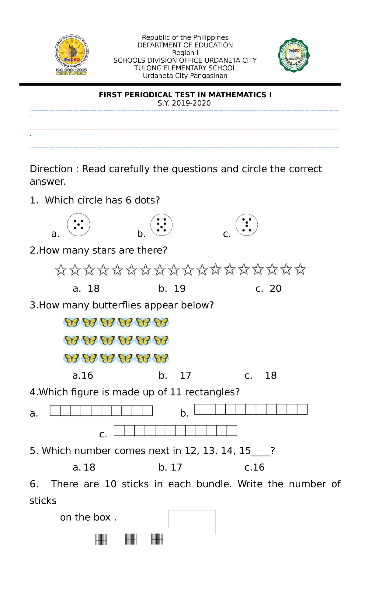 Grade 1 math sample of lesson plan republic of the philippines