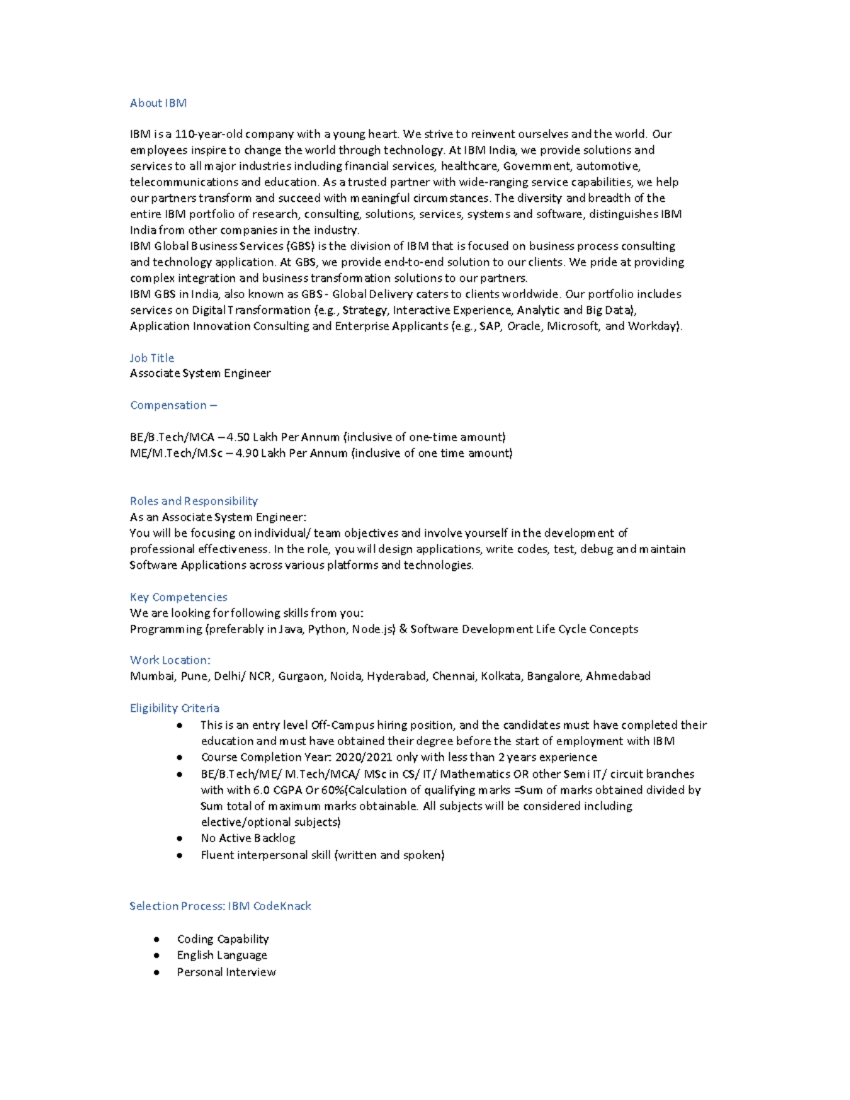 Associate Systems Engineer Updated - About IBM IBM is a 110-year-old ...