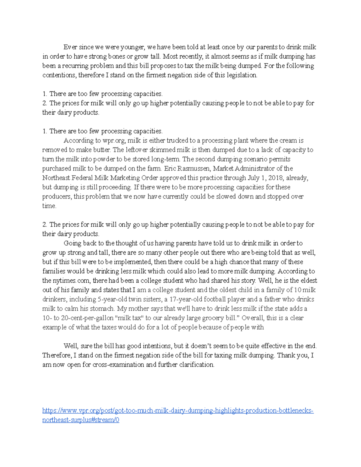 Bill for Taxing Milk Dumping - Ever since we were younger, we have been ...