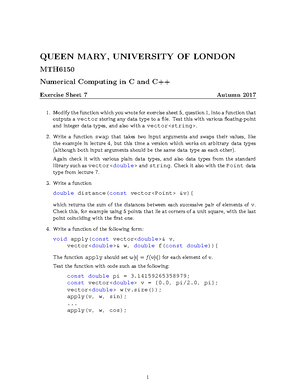 Exercise Sheet 06 - QUEEN MARY, UNIVERSITY OF LONDON MTH6150 Numerical ...