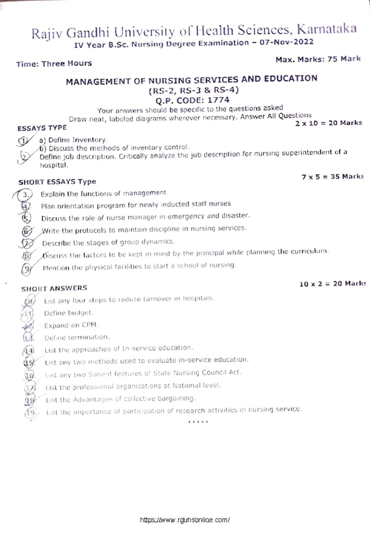 Bsc nursing 4 year management of nursing services and education 1774