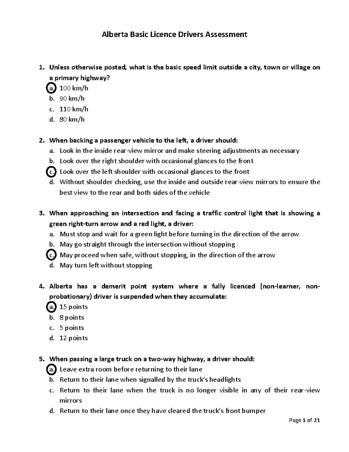 Alberta Basic Licence Drivers Assessment Alberta Basic Licence 