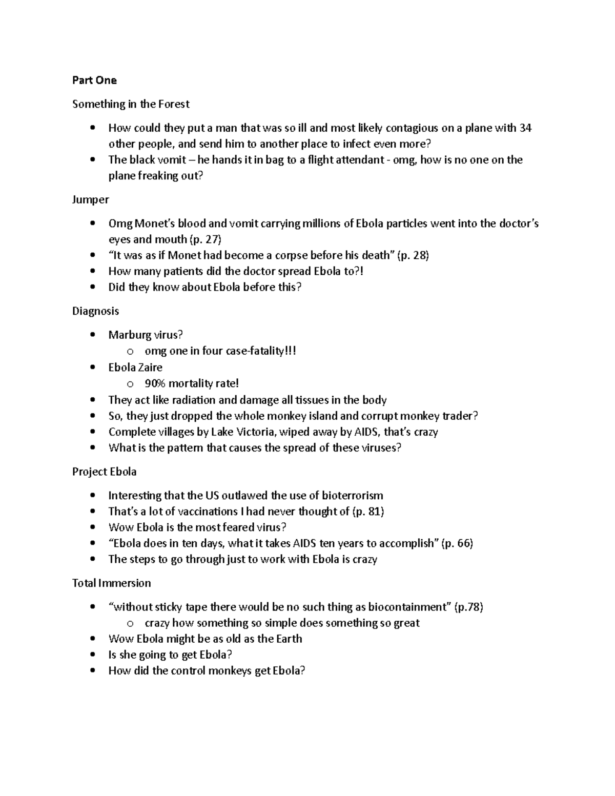 Hot Zone Notes Part One Something in the Forest How could they put a