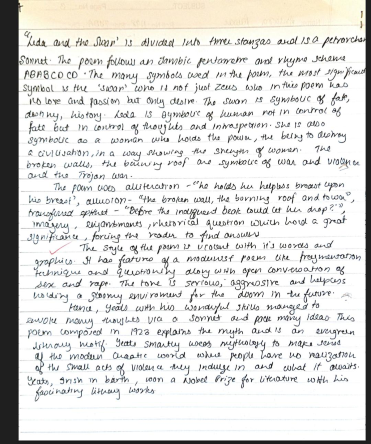 Leda and the swan analysis of leda and the swan by wb yeats