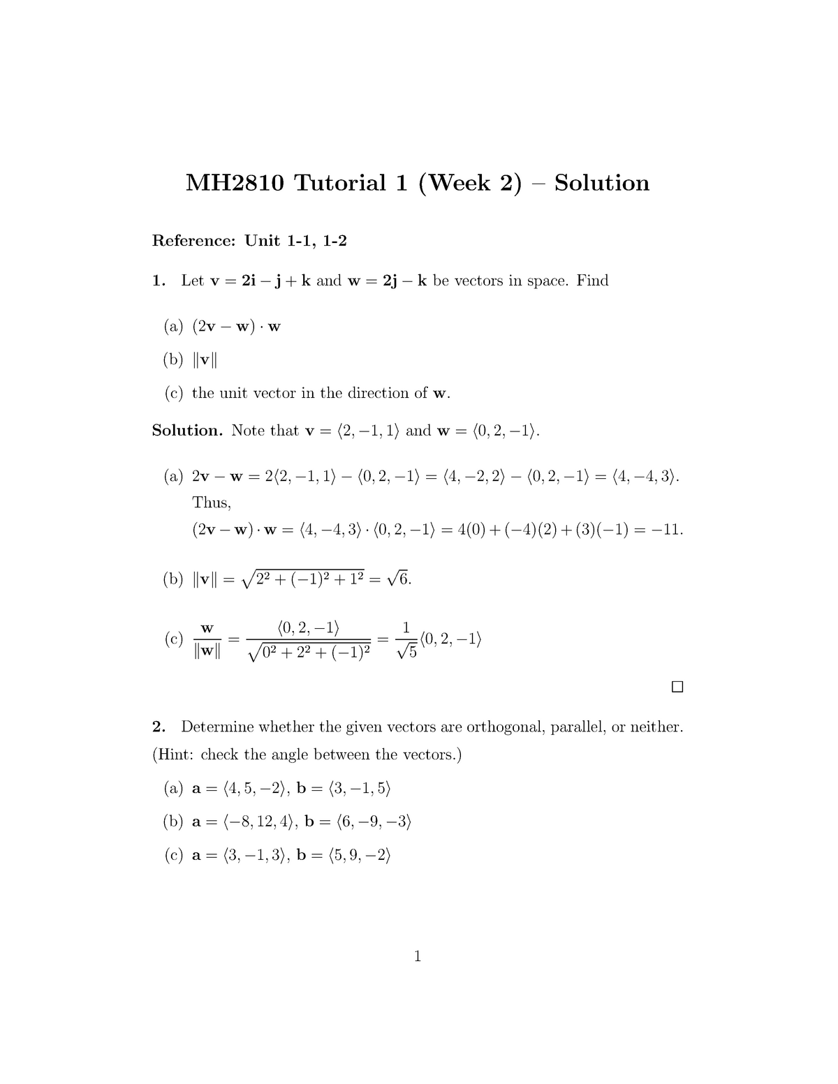 S1 Solution For Tutorial 1 Mh2810 Tutorial Week Solution Reference Unit Letv Studocu