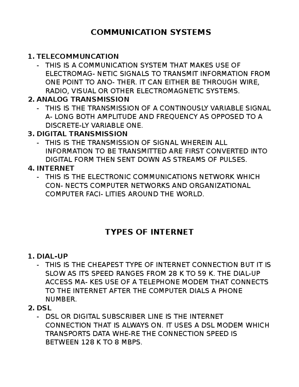 Communication Systems for Building Utilities COMMUNICATION SYSTEMS 1