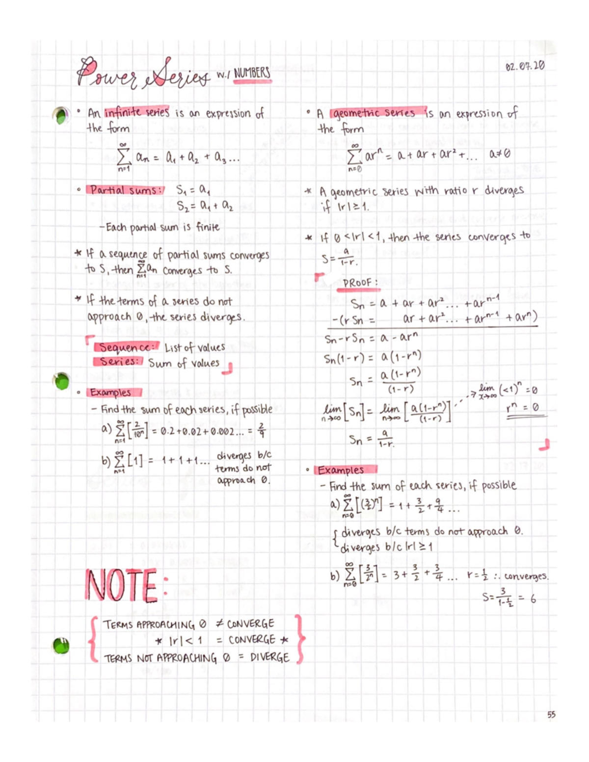 Series Sequences - eighth topic - MATH 121 - Studocu