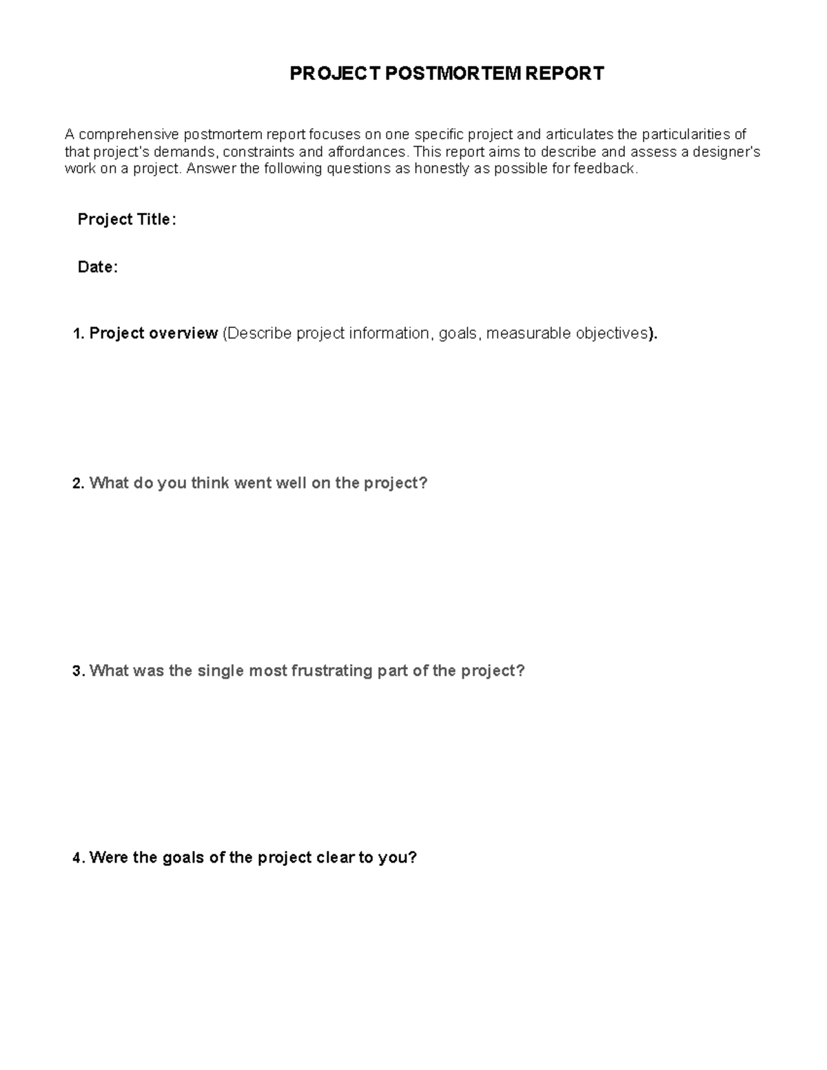 Postmortem Report - math summary - PROJECT POSTMORTEM REPORT A ...