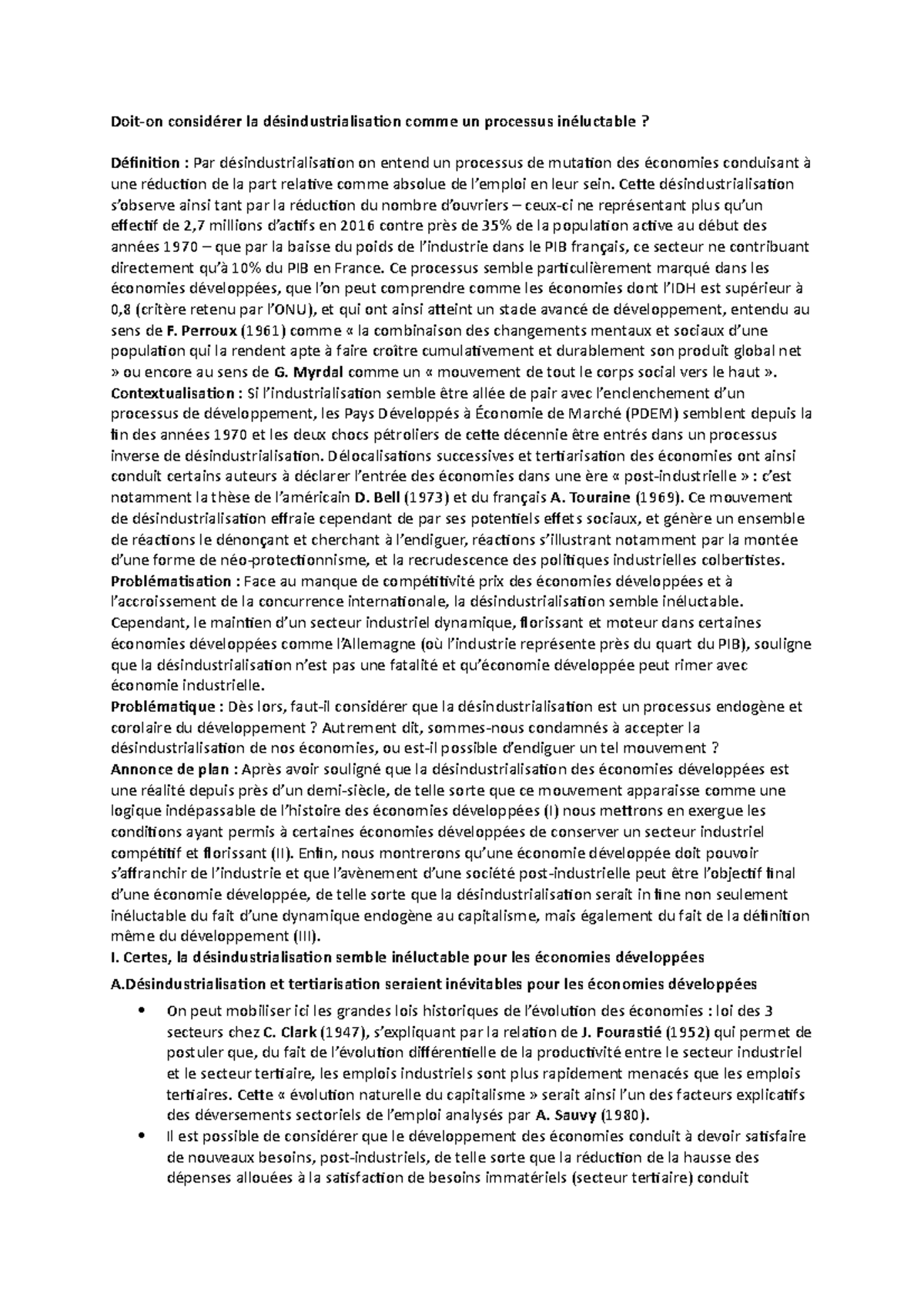 Doit-on considérer la désindustrialisation comme un processus ...