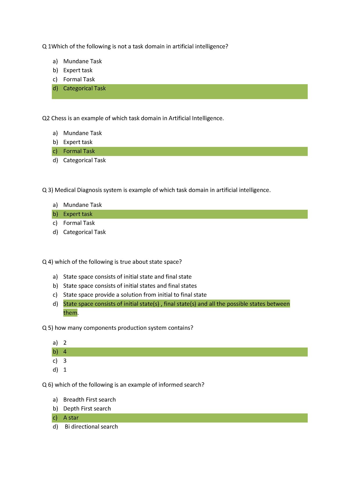 Mcqai MCQ OF AI Q 1Which of the following is not a task domain in