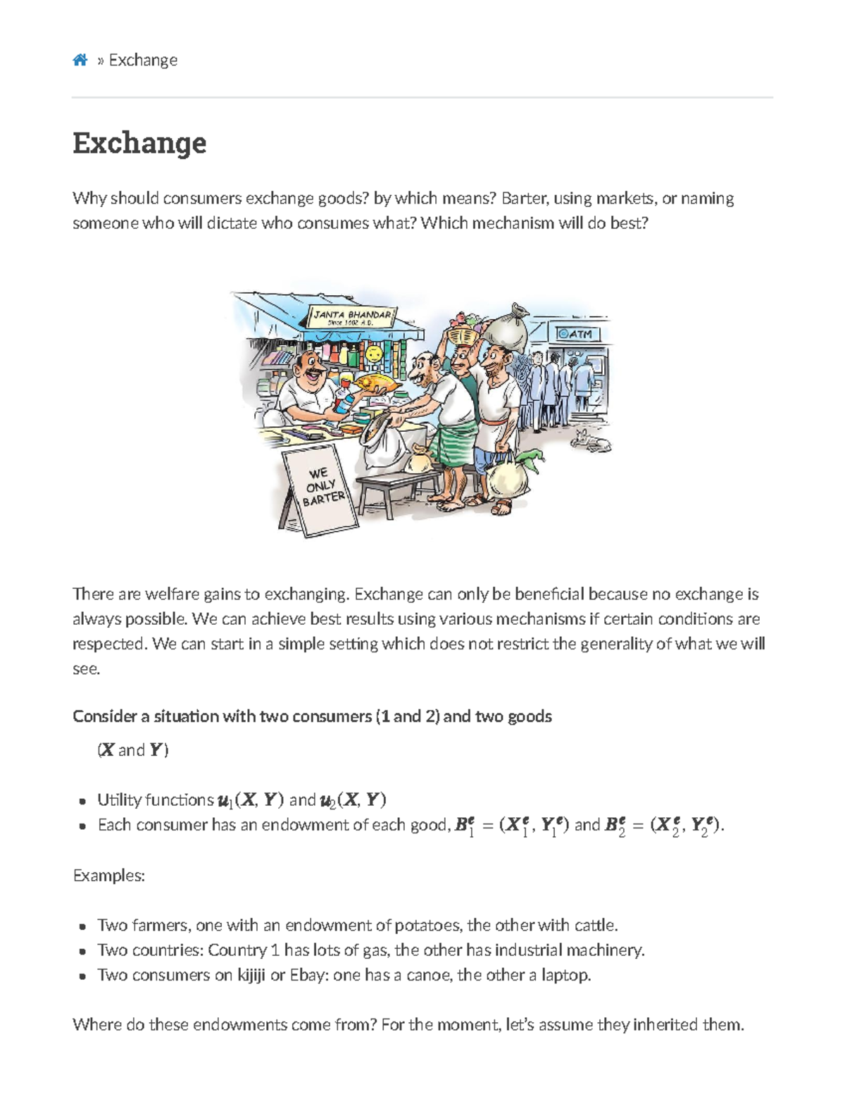 ECON20851 - Class 6 - Exchange - » Exchange Exchange Why should ...