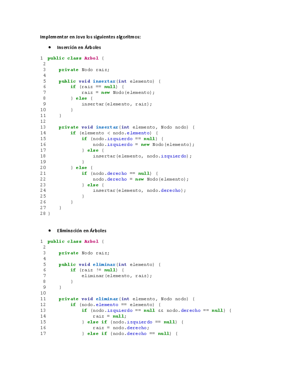 T13 - Árboles - ejercicios obligatorios - Implementar en Java los ...