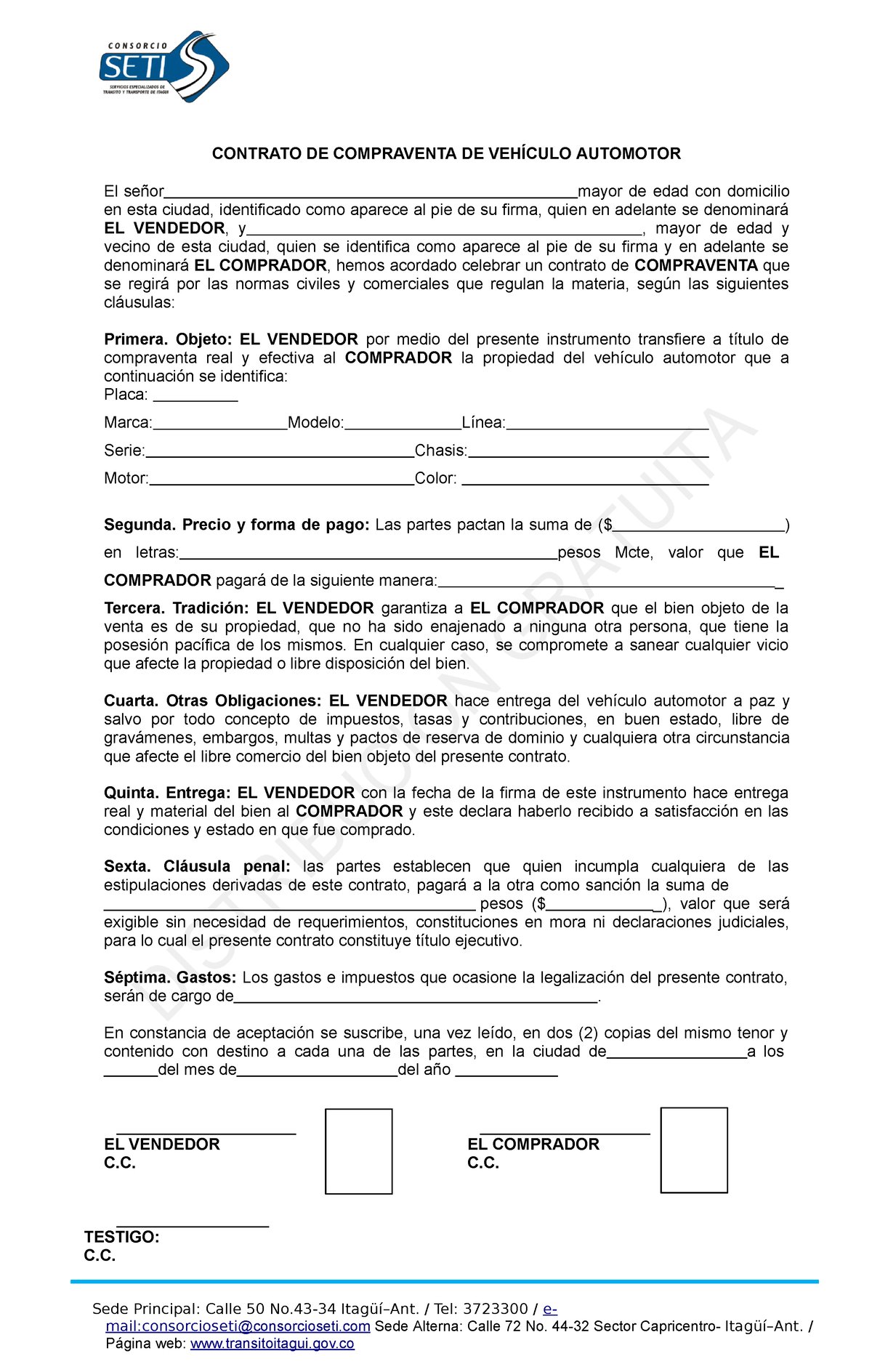 Formato Contrato De Compraventa De Vehículo Automotor Contrato De Compraventa De VehÍculo 4204
