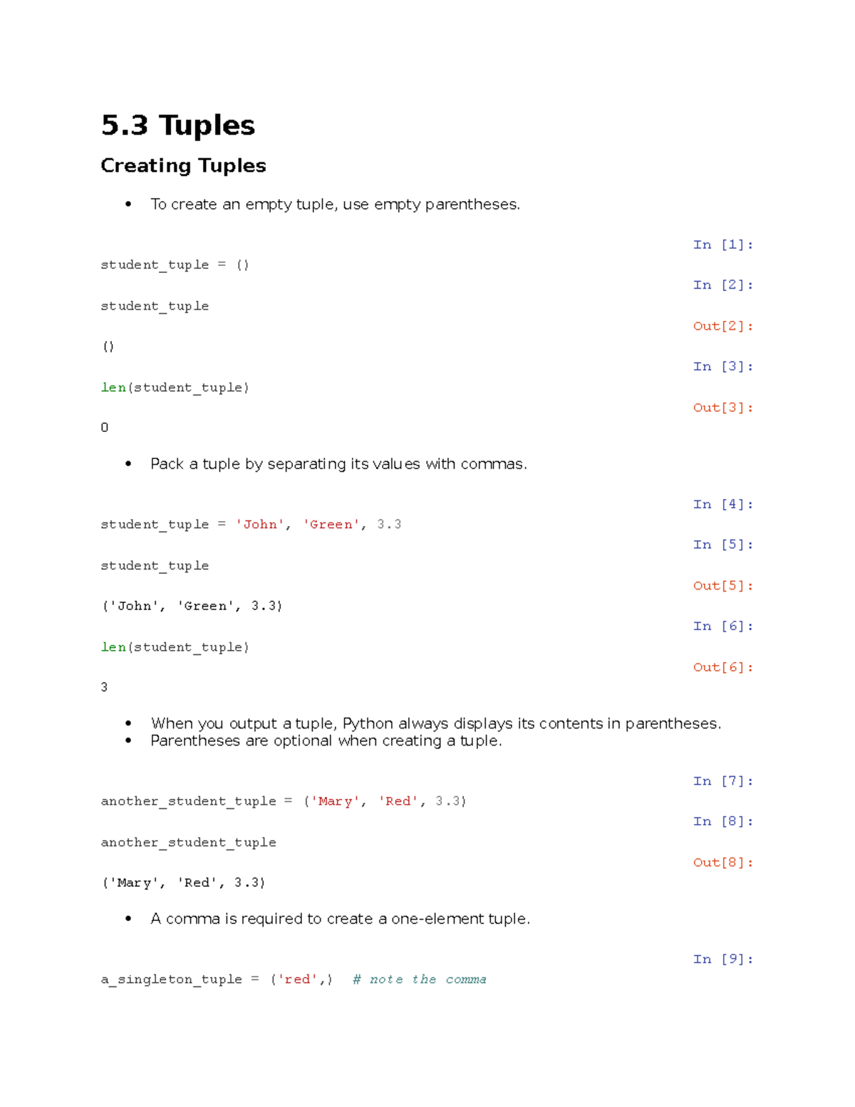 Cosc Notes 2023 5 Tuples Creating Tuples To create an empty tuple