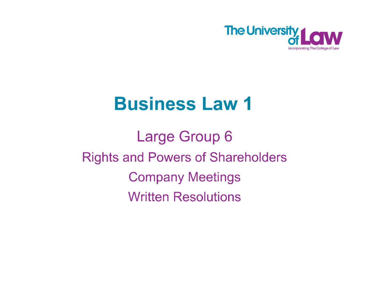 11.10.2022 Business Law Tutor Slides Unit 6 - Studocu