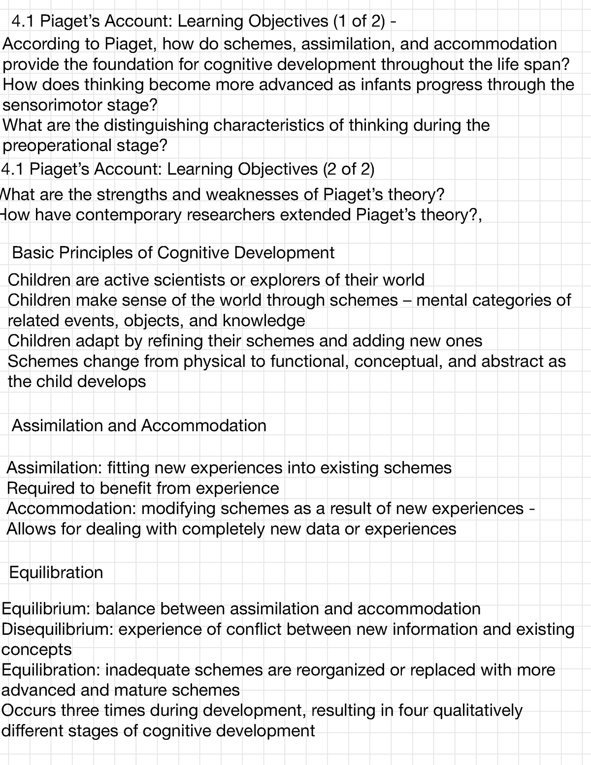 Chapter 4 n a 4 Piaget s Account Learning Objectives 1 of 2