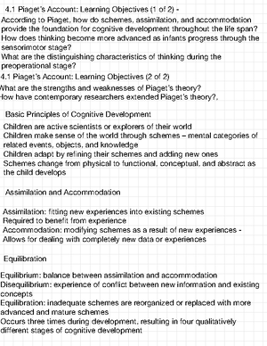 Chapter 4 n a 4 Piaget s Account Learning Objectives 1 of 2