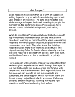 Professional Selling Notes - Character/ qualifications of successful ...