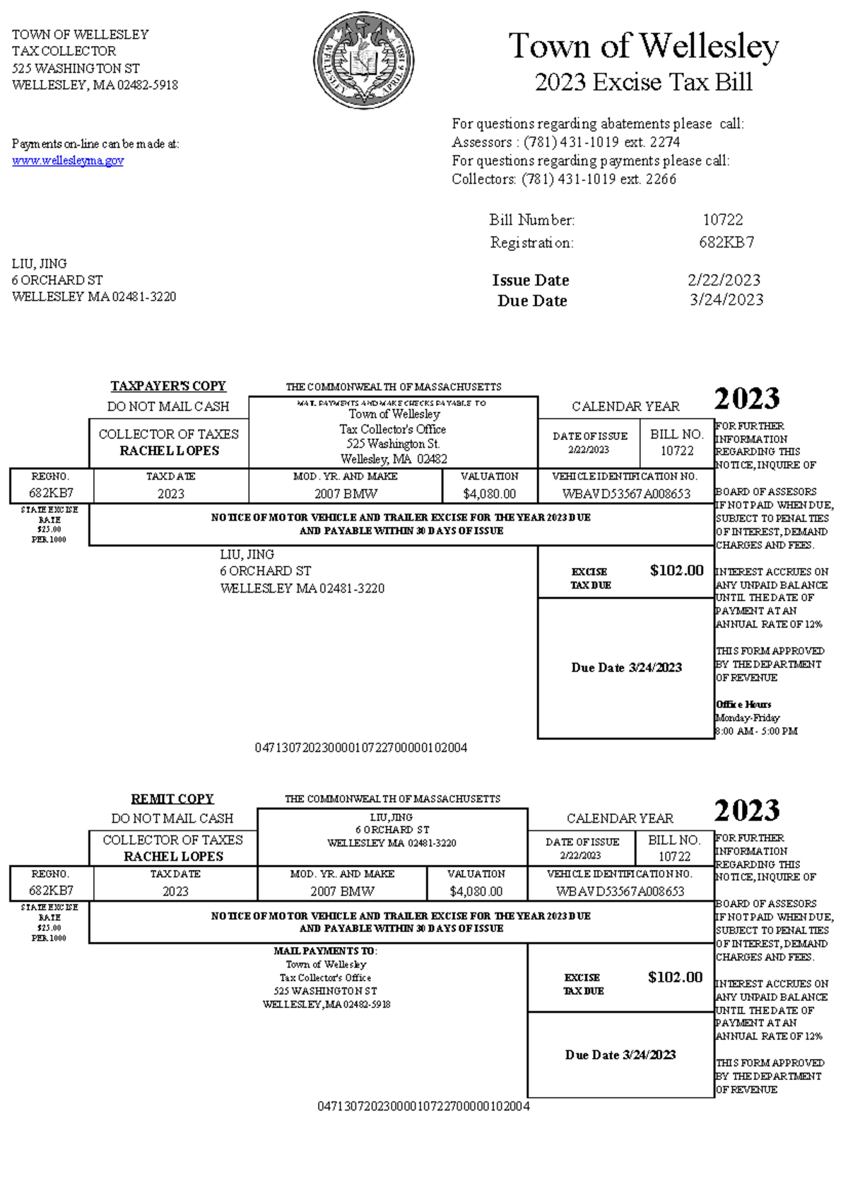 377aa6a3f06f48a7bb9bc27276 c3a1dd 4 TOWN OF WELLESLEY TAX