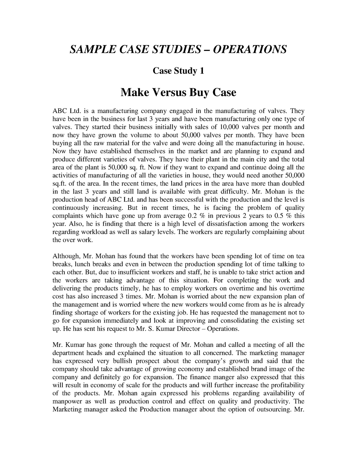case study operations research pdf