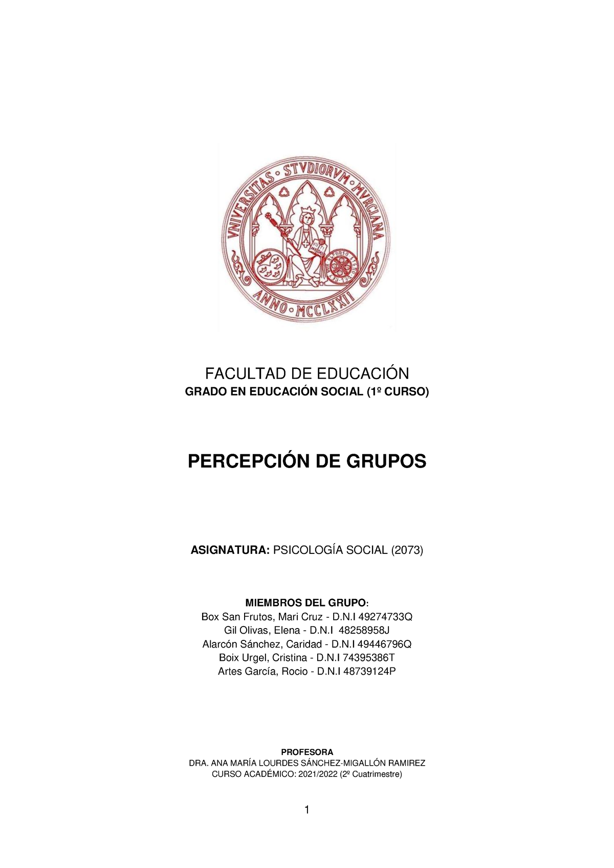 Tema 3 Percepción De Grupos Señalado 1 Facultad De EducaciÓn Grado En 2495