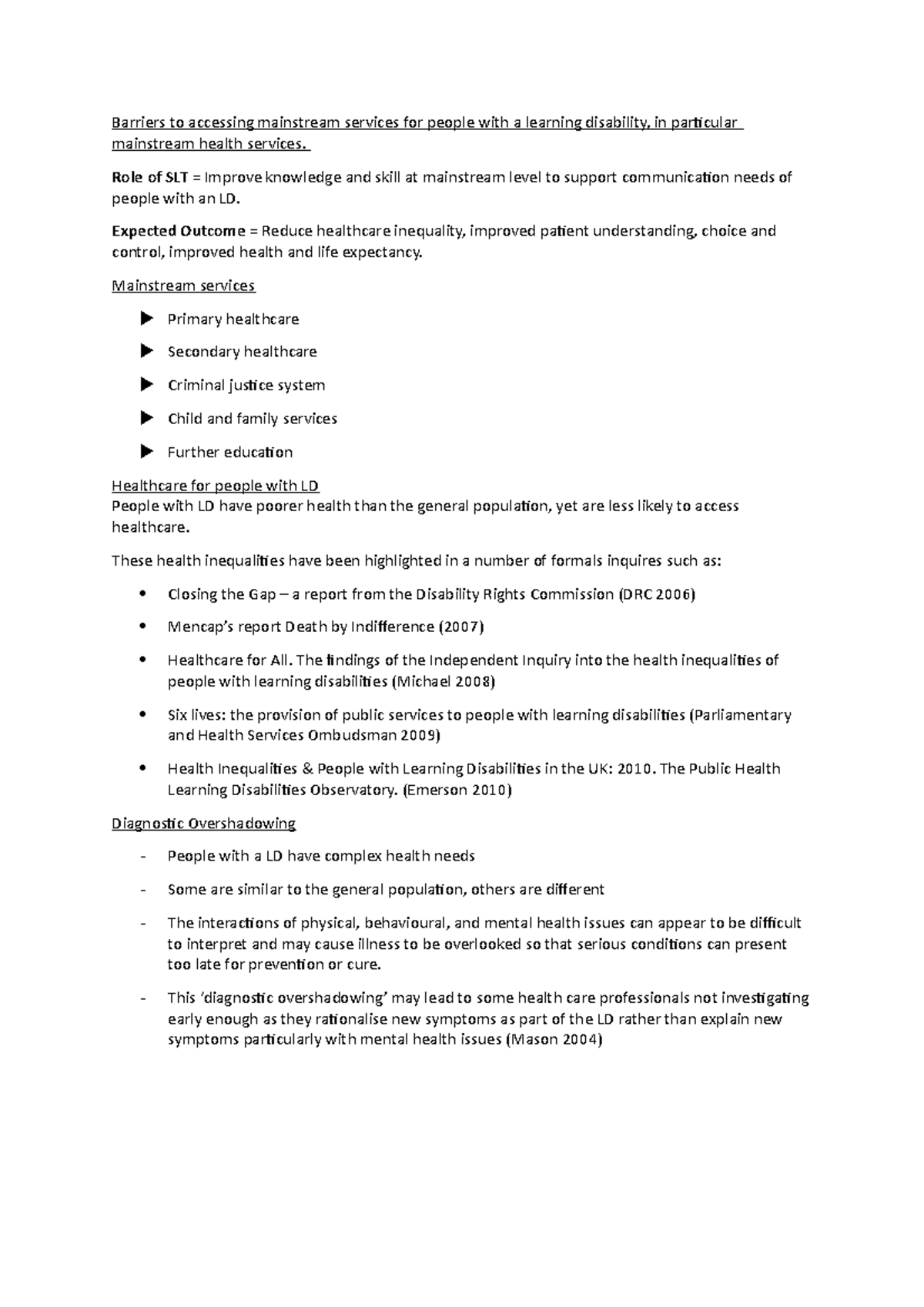 Barriers to health care in learning disability - Barriers to accessing ...