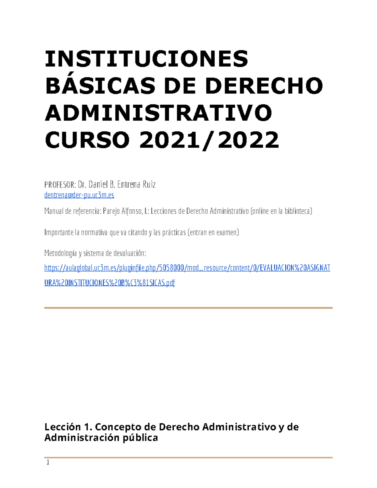 Instituciones Básicas DE Derecho Administrativo Curso 2021 2022 ...