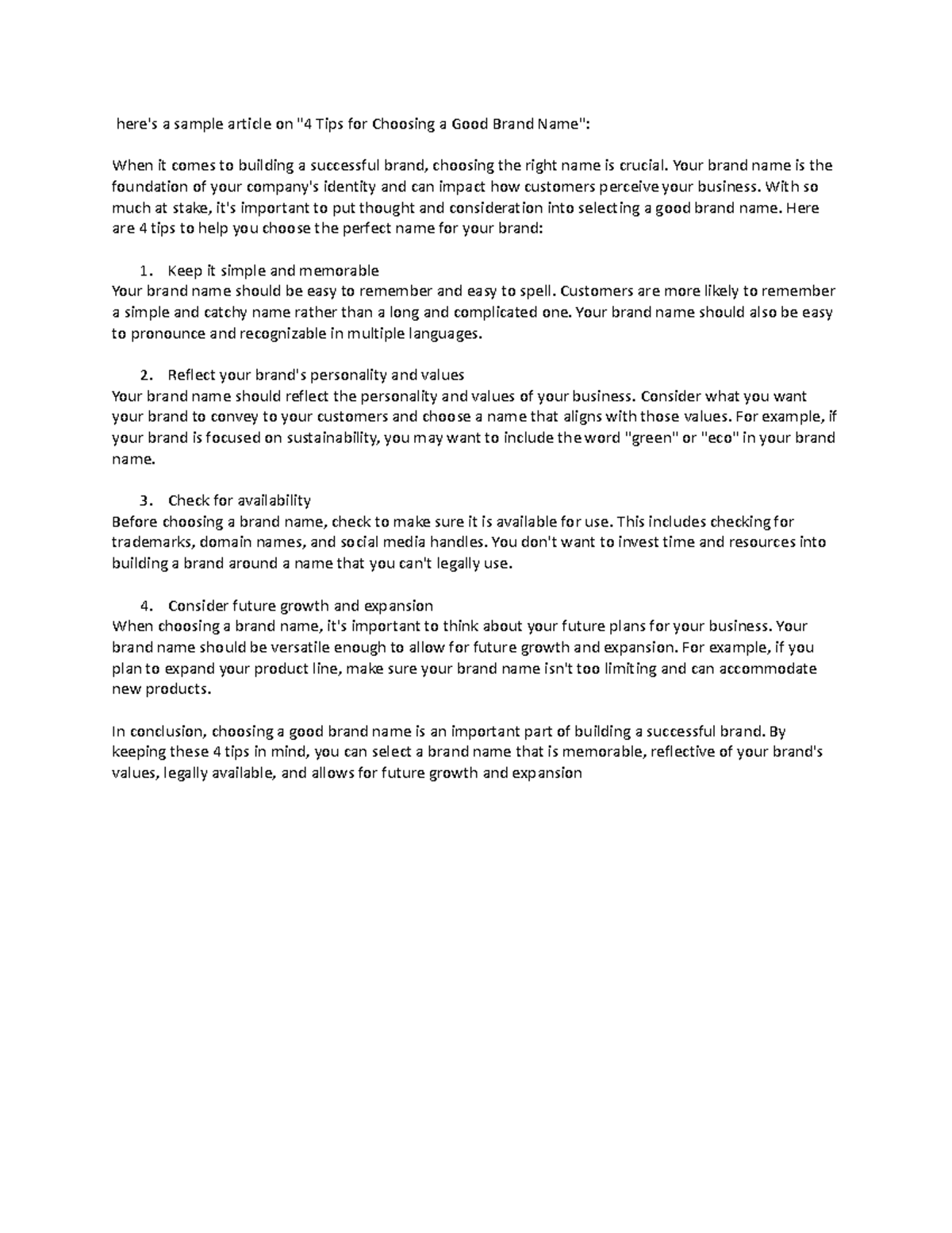 My sample Work - Biology - here's a sample article on "4 Tips for ...