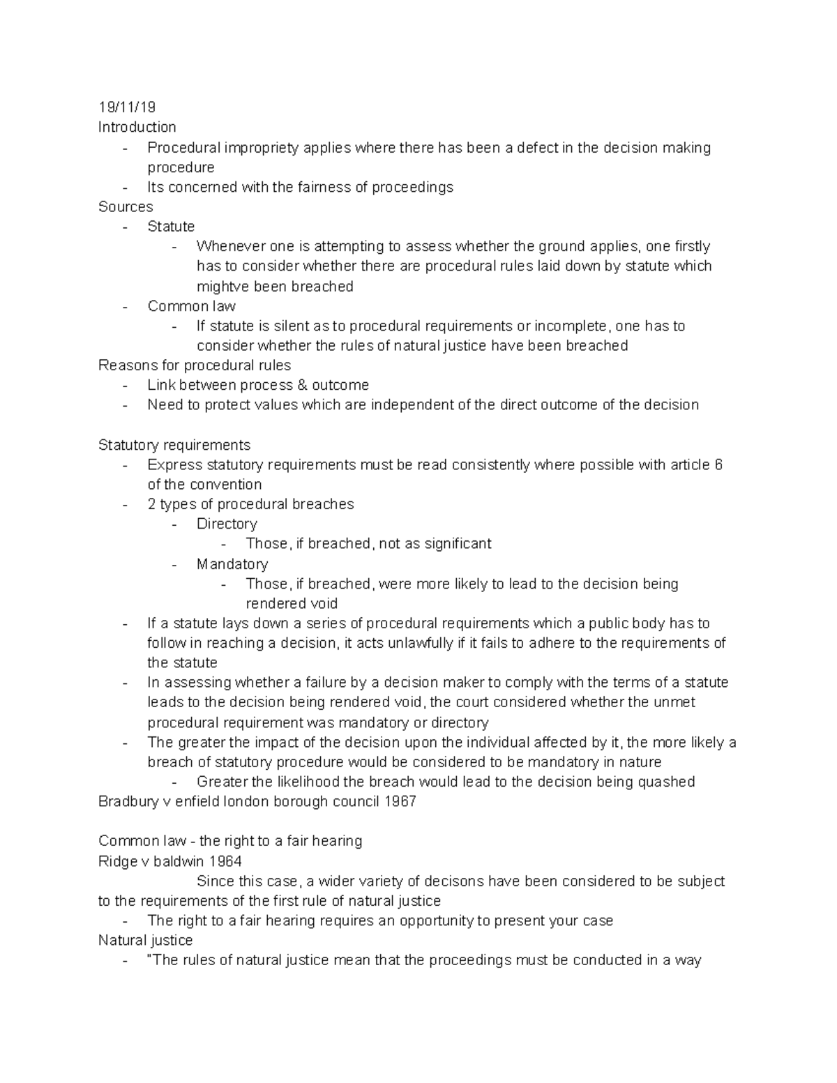 Grounds - Procedural Impropriety - 19/11/ Introduction - Procedural ...