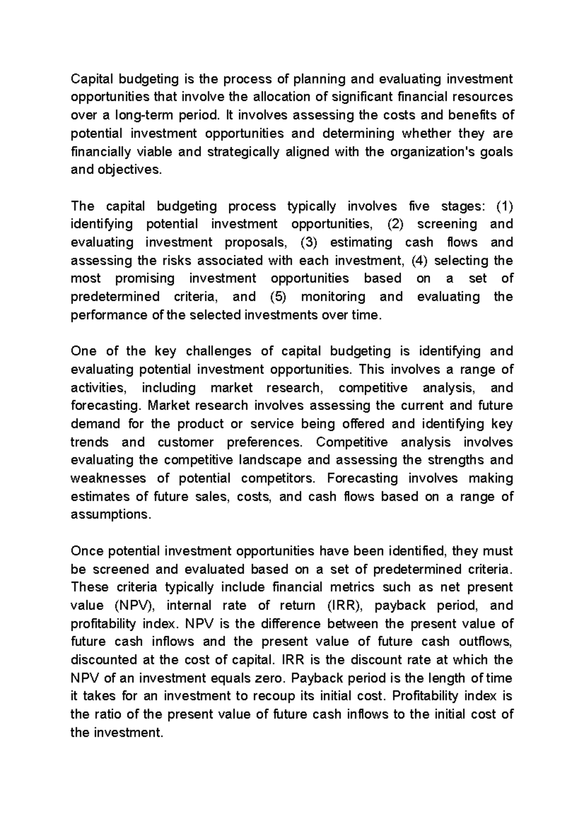 Lecture Notes capital budgeting corporate finance - Capital budgeting ...