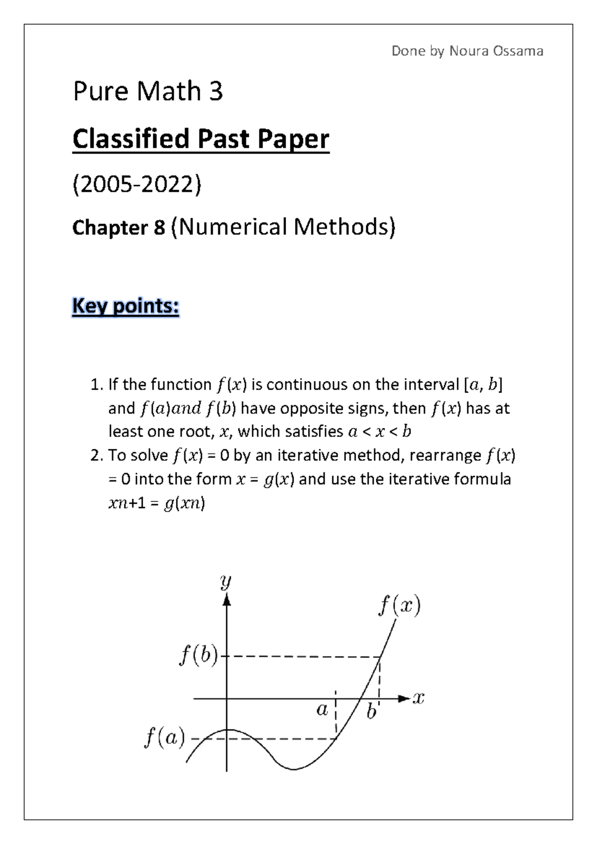 Classified Past Paper Chapter 8 - Pure Math 3 Classified Past Paper ...
