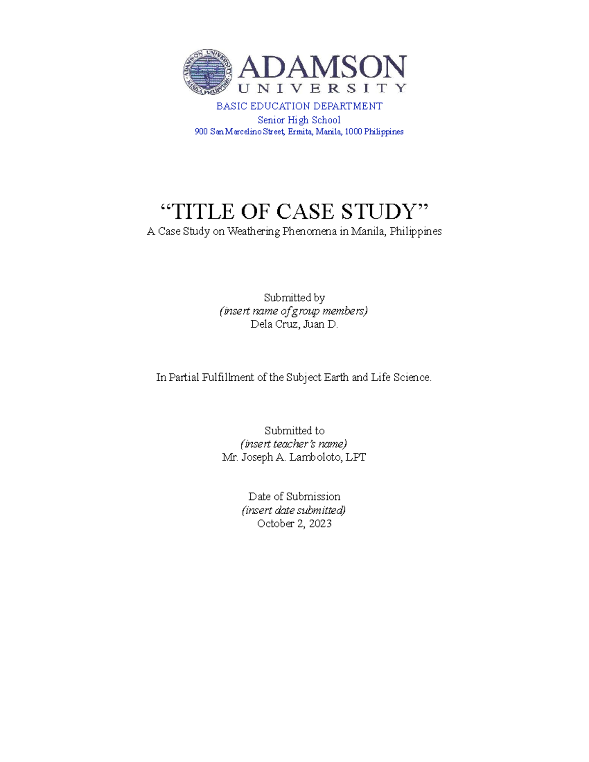 case study title about business