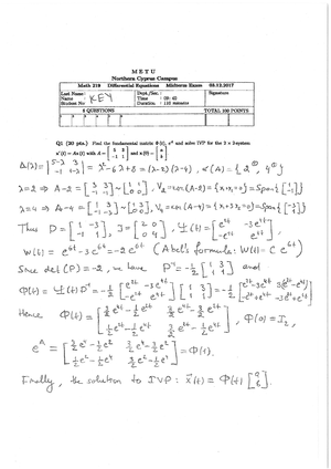 Midterm 16, questions and answers - Mat 219 - Studocu