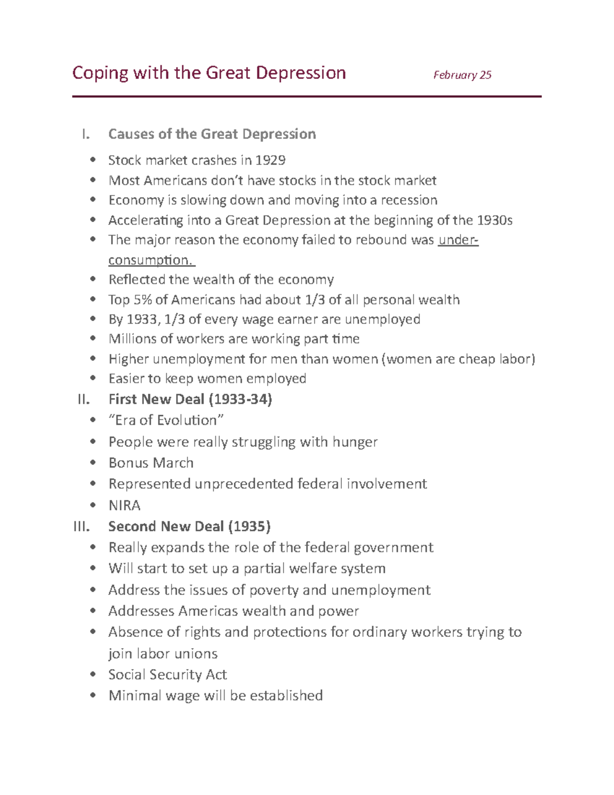 2:25:16 - Lecture notes 3 - Coping with the Great Depression February ...