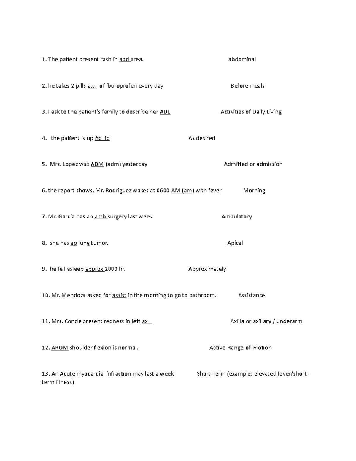 Document 1 tarea - medical terminology - The patient present rash in ...