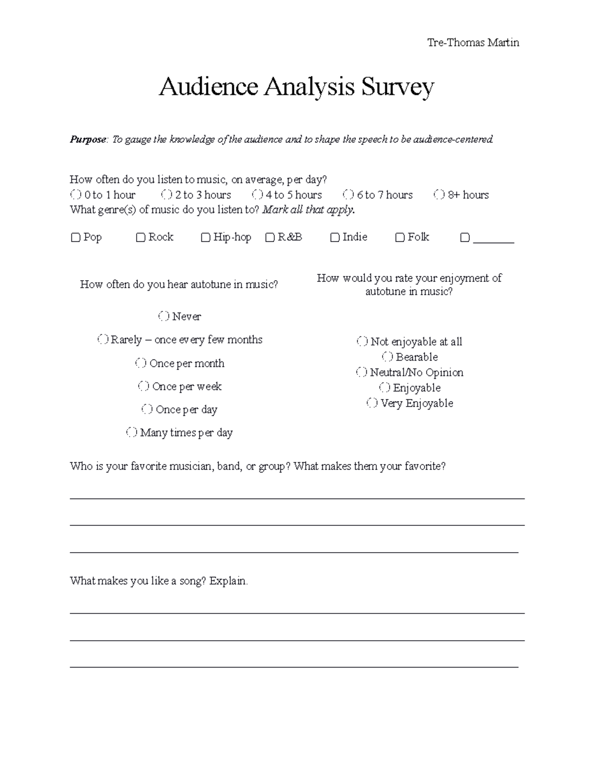 Template for Audience Analysis TreThomas Martin Audience Analysis