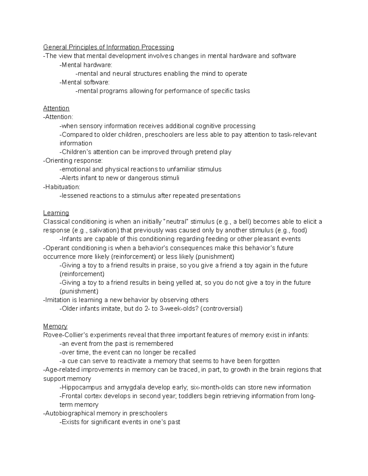 4.2 Information Processing During Infancy and Early Childhood - General ...