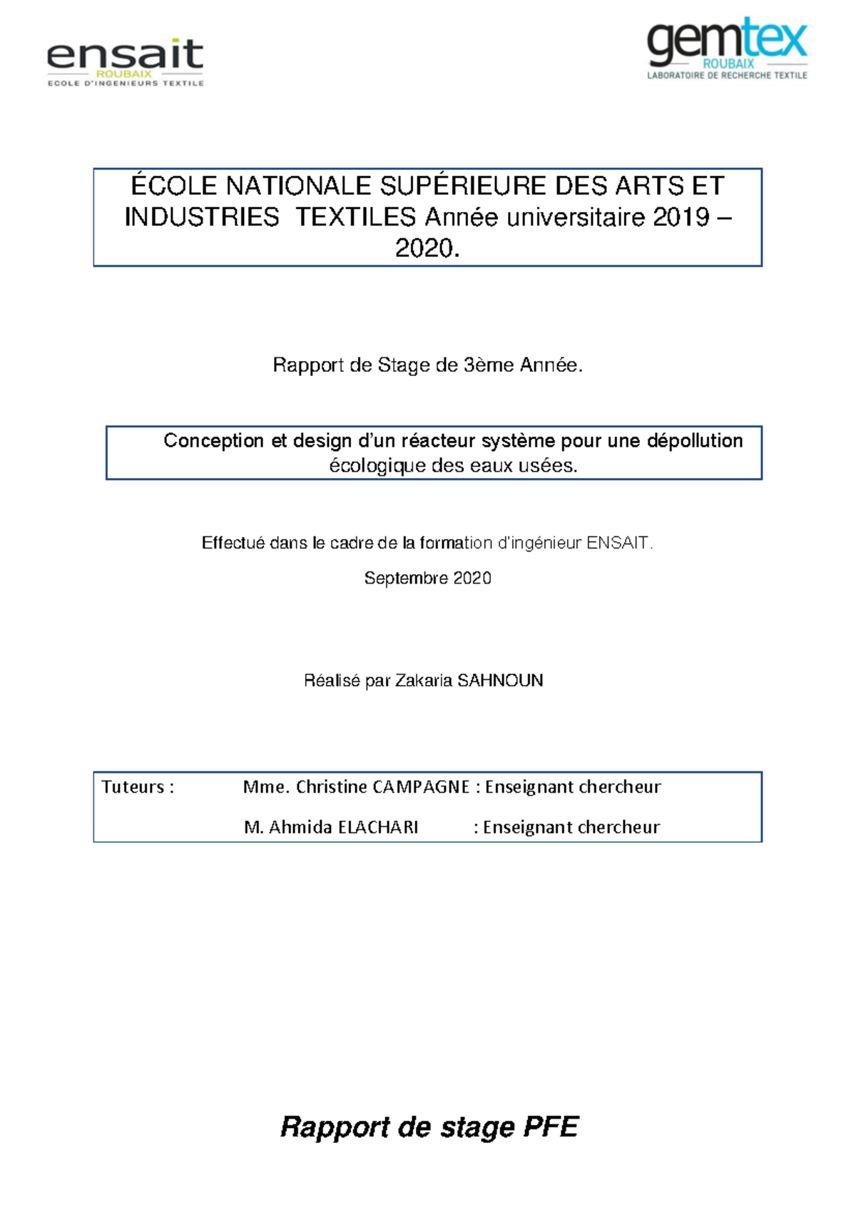 Rapport de stage PFE - Rapport de stage PFE ÉCOLE NATIONALE SUPÉRIEURE ...