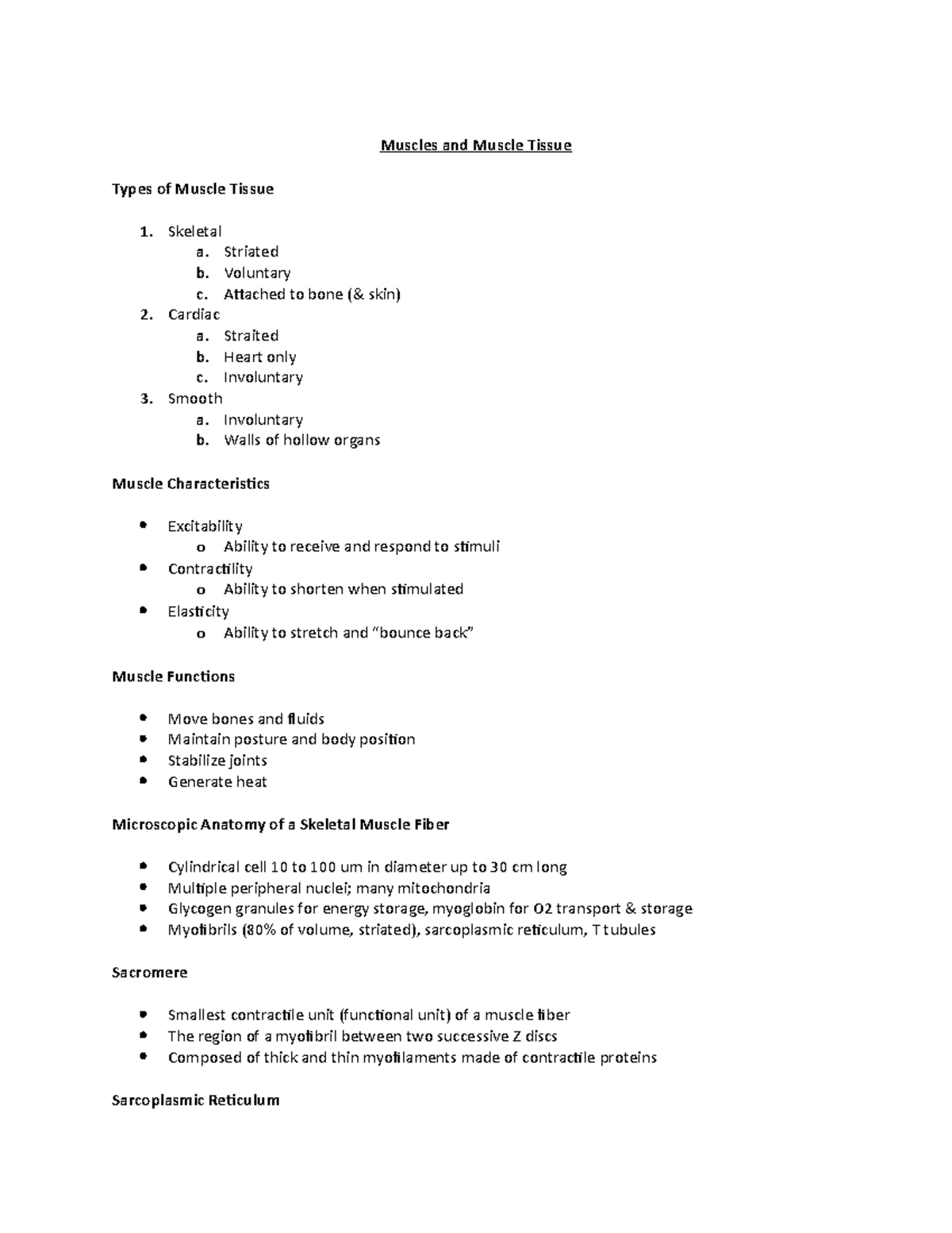 Chapter 9 Muscles and Muscle Tissue - Muscles and Muscle Tissue Types ...