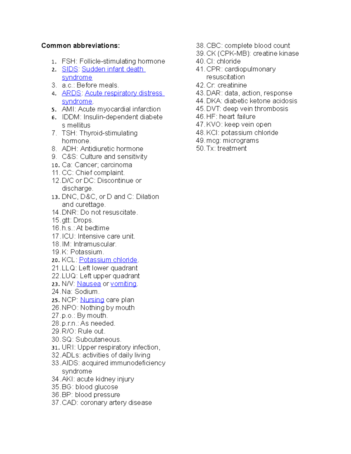 Commonabbreviations2 Common abbreviations FSH Follicle